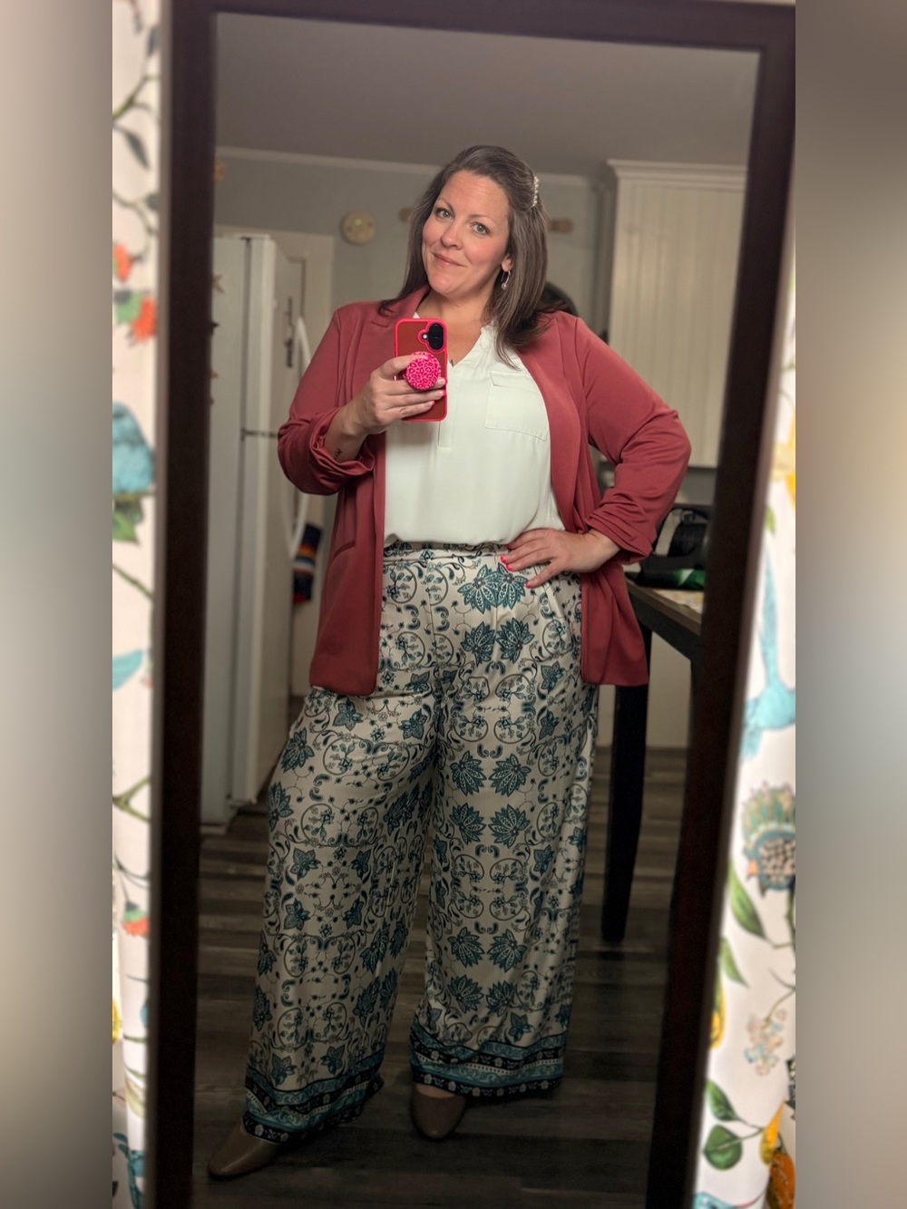 Cato Floral Design Wide Leg Flowy Pull On Pants